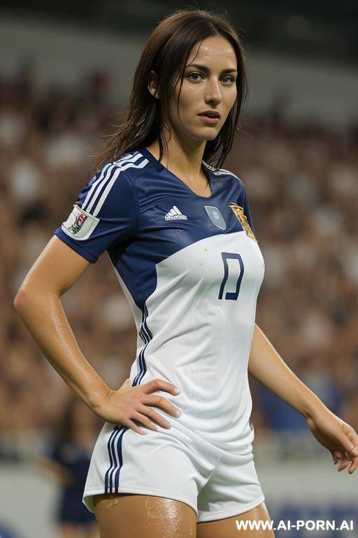 soccer stadium, naked, tight short spanish soccer team jersey, wet skin, ((no short)), (no panties), ((vagina visible)), crowd of people - #main