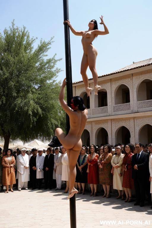 naked uzbek woman dancing on a pole with many man watching and hard - #main