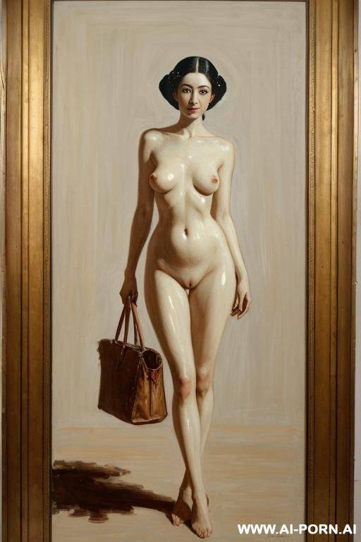painting. th century. group of beautiful nude women bag. standing full-length view. art. - #main