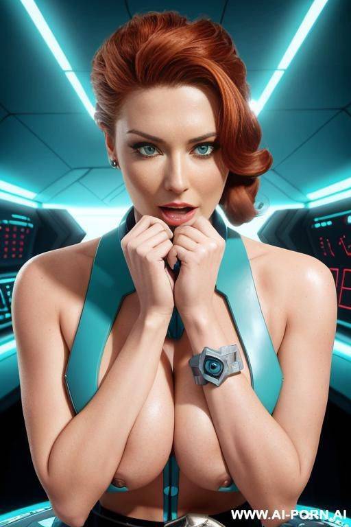 eurobabe in front of a combatsuit-mech hanger, star-fleet-background, star-trek, sci-fi, military. highly-detailed, coherent-logical-flow, battle-tech-inspired. - #main
