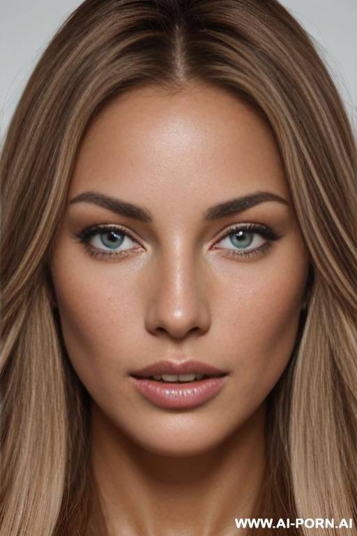a beautiful naked woman with very long brown hair with blonde highlights, a light tan complexion, orgasm face , - #main