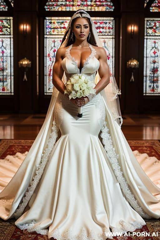 polynesian goddess, extreme muscles, married, wedding ring, study body, large frame, buff, wife, naked, wide body, thick, elf with elf ears - #main