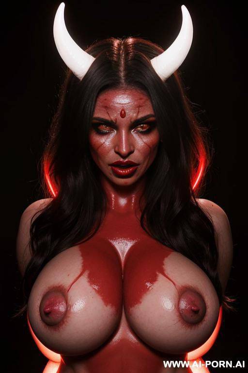 hot, sexy, demon, succubus, demonic, horns, (((red skin))), ((glowing eyes)), perfect body, perfect boobs, ((big lips, plump lips, oversized lips)) - #main