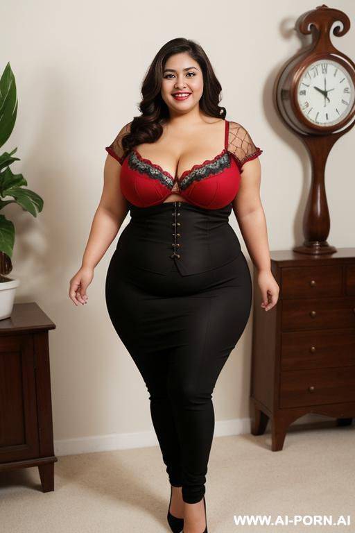 mexican, supermodel, wide hips, rotund, very fat, hourglass shaped, pushing vacuum - #main