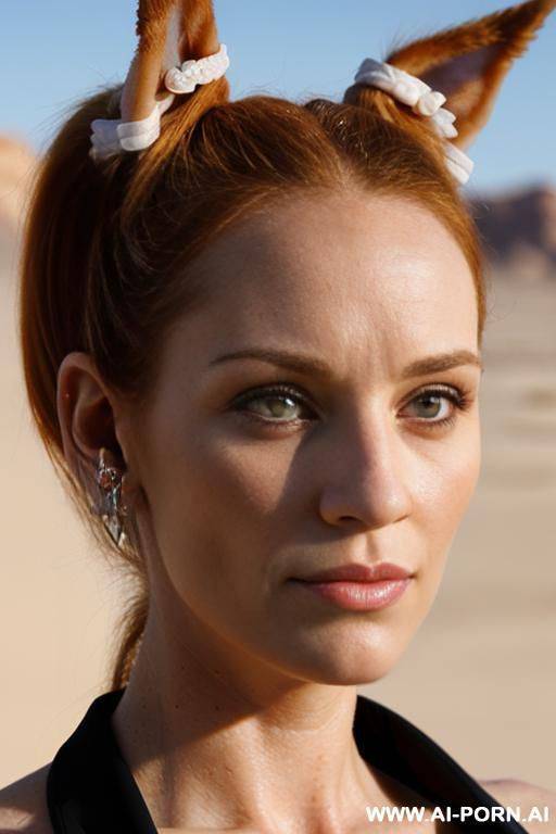 absolutely straight direct frontal closup face picture ((((the most prominent realistic extra protruding real ears)))) ((wide big fla-t human ears)) (her own real ears are protruding so they stick - #main