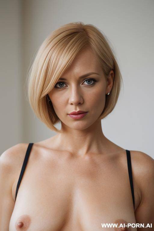 a sophisticated an nude woman, strawberry-blonde hair, skin - #main