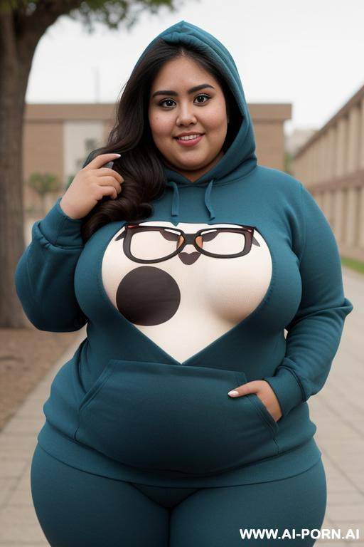 mexican, nerd, pretty face, hourglass shape, very pudgy, morena, , big eyes - #main