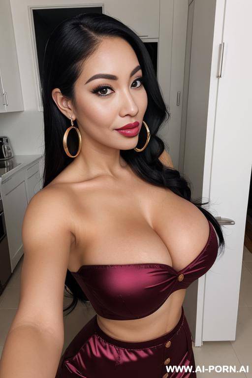 belfie, goofy expression, round boobs, extremely pretty, full botox lips, button nose, eye contact, ahegao, hoop earrings, tight waist - #main