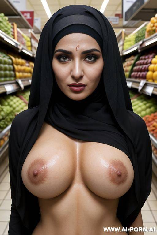 two beautiful women, 20 years old, showing naked boobs, wearing hijab, detailed face and eyes, huge boobs, fair skin, flashing tits, wearing a shirt, angry - #main