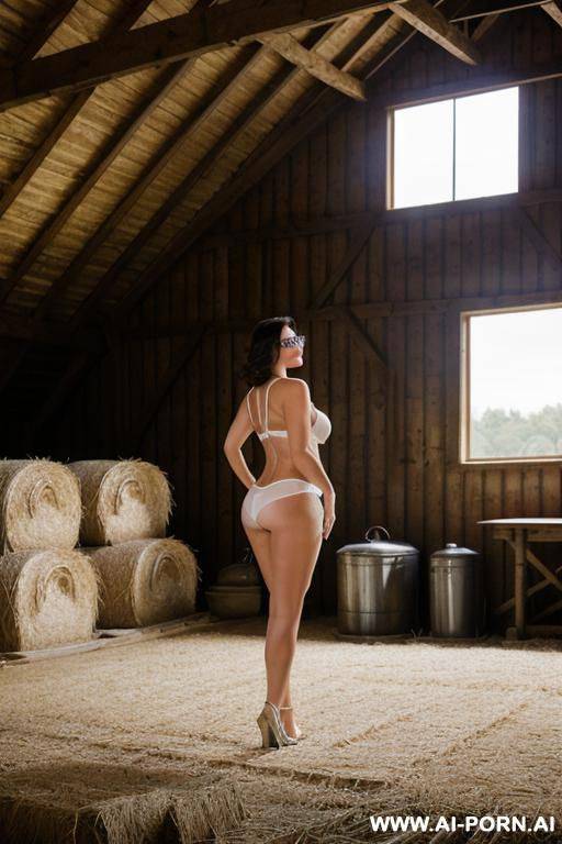( rimmed glasses) (white push-up bra) (white high-leg thong panties), round firm ass, bubble butt, hourglass figure, fit body, round firm boobs, short straight hair, full body view - #main