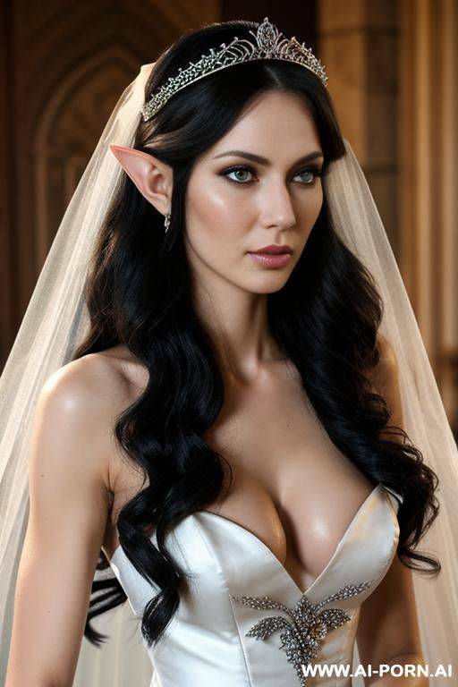 tall elf woman, rior, very fit and athletic, beautiful face, tiara, wedding veil, cum on face, semen on face - #main