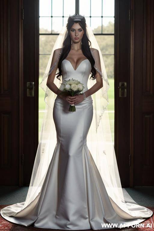 tall elf woman, very fit and athletic, beautiful face, tiara, wedding veil, facial cumshot - #main