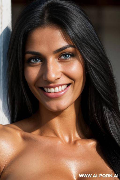 beautiful blue eyes, athletic with perfect massive natural tits, flowing long hair, seductive loving perfect face, totally naked - #main