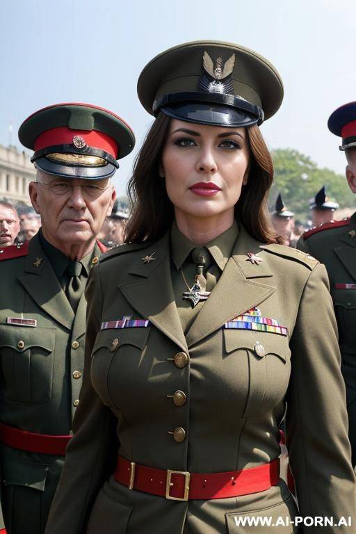 military parade, military dress outfit, military necklace, surrounded by old men - #main