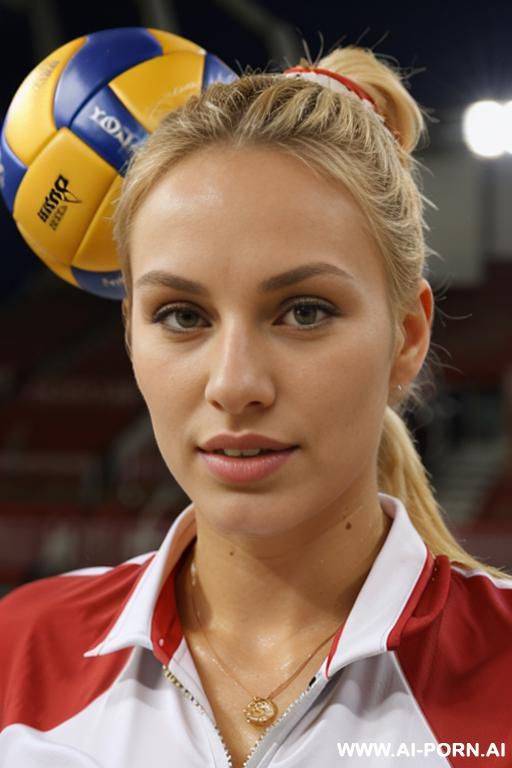 polish olympic volleyball player blonde ponytail close-up - #main