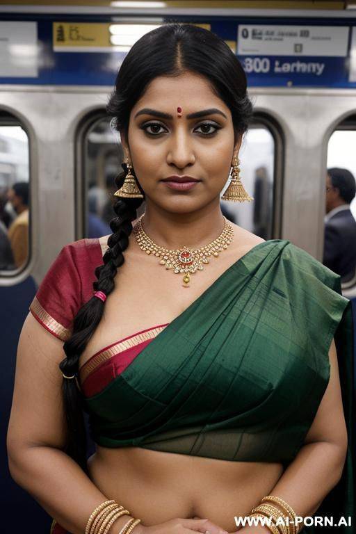 indian woman, busty, sexy sari, sari, train, crowded train - #main