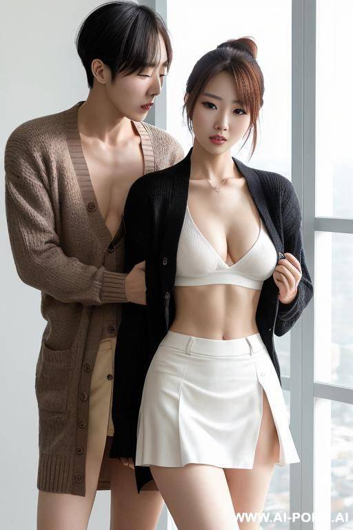 korean woman with only a skirt on - #main