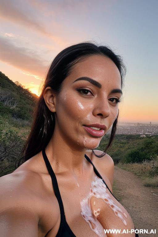 (tanned woman jogger) (hiking trail) - #main
