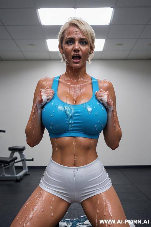 (((((cumslut, woman’s breasts and face drenched in cum))))) , tanned skin, (((black hair))), (((blue eyes))), large huge breast, musclar and perfect abs, kneeling, submissive, black clothe - #main