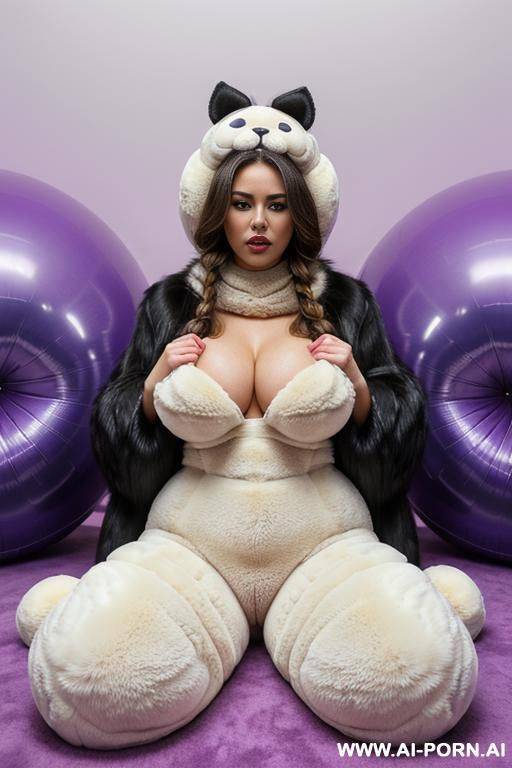 (((show loose pussy))), (public hair pussy), (((inflated pussy))), thick fur body suit, huge fluffy cow furry suit, hairy pussy, hyper inflated loose pussy, ((full furry body suit)), spreading - #main
