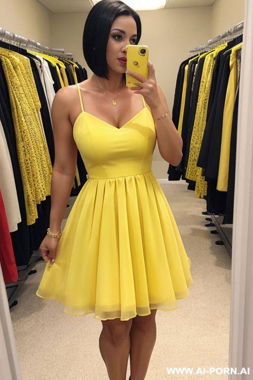 (suburban mom) (short yellow dress) (shopping) - #main