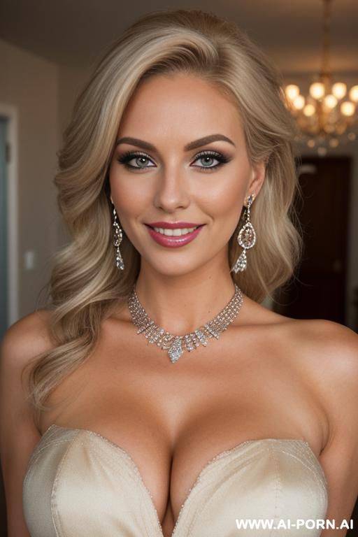 gorgeous american milf, beautiful face, seductive smile, alluring eyes, full makeup, earrings, necklace, - #main