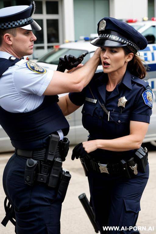 milf is fighting with a police officer - #main