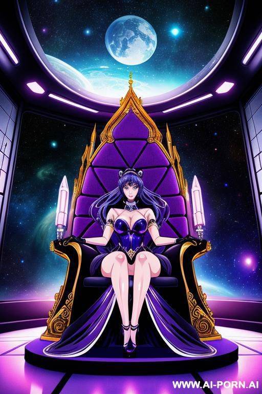 (anime art style) (close up) (space princess) (space ship throne room) - #main
