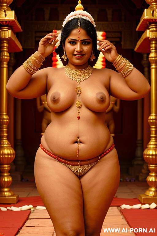chubby naked female indian temple servant dances on a mystical feast in a temple - #main