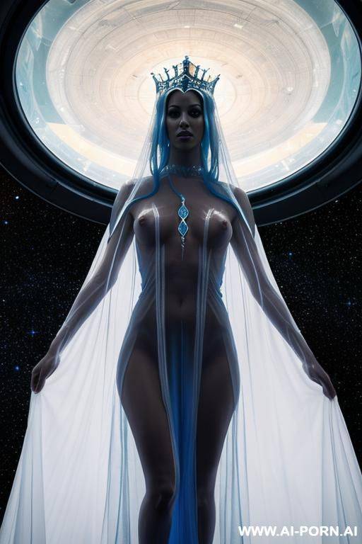 (close up) (extraterrestrial princess) (transparent royal gown) (space observation room) - #main
