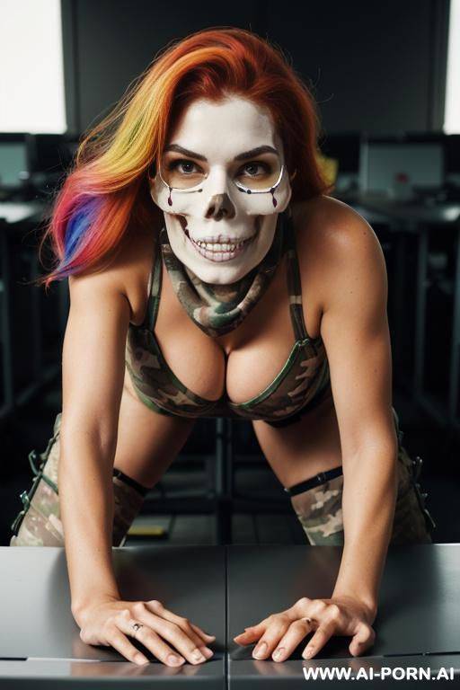 skiny redhead, bajer in wbite shirt, big boobs squweezed, hairy pussy, one leg higher - #main