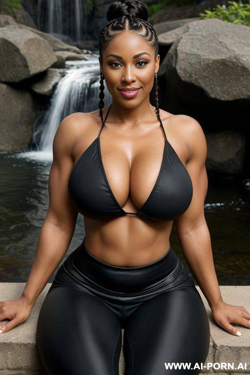 african ebony, ultra realistic picture, super sexy milf, sport bra, neon yoga pants, attractive face, beautiful eyes, beautiful full lips, beautiful dark skin, thick full black curly hair, massive - #main