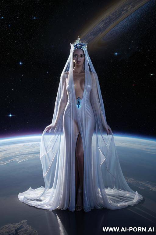(close up) (extraterrestrial princess) (transparent royal gown) (space observation room) - #main