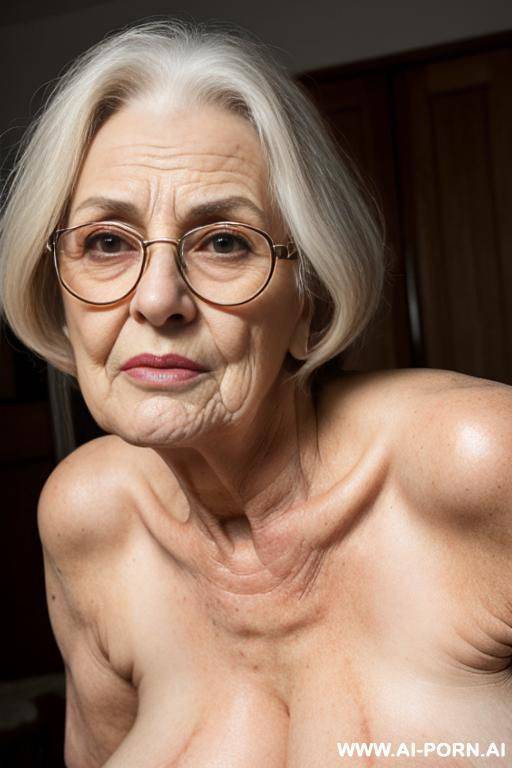 old granny (((extremely old granny))) ((so old granny as possible)) (body and skin condition correspond to a very advanced age), granny (very droopy boobs) angry furious sweating moist infuriated - #main