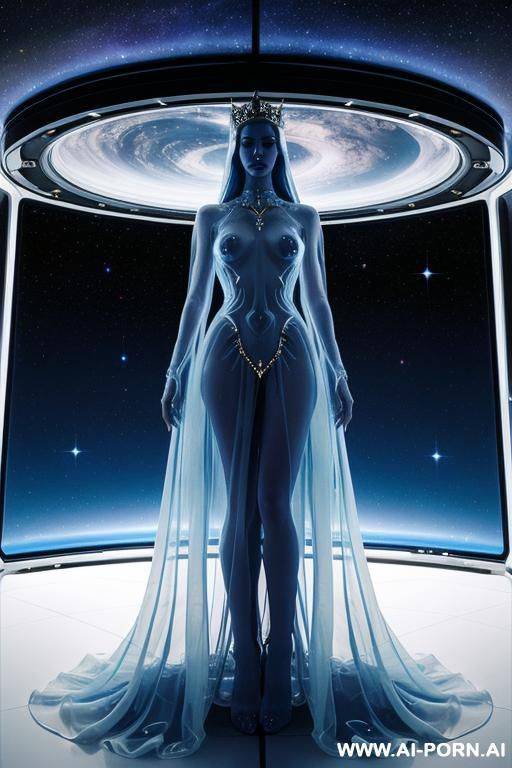 (close up) (extraterrestrial princess) (transparent royal gown) (space observation room) - #main