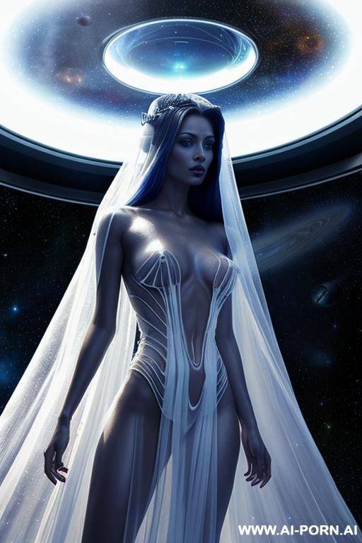 (close up) (extraterrestrial princess) (transparent royal gown) (space observation room) - #main