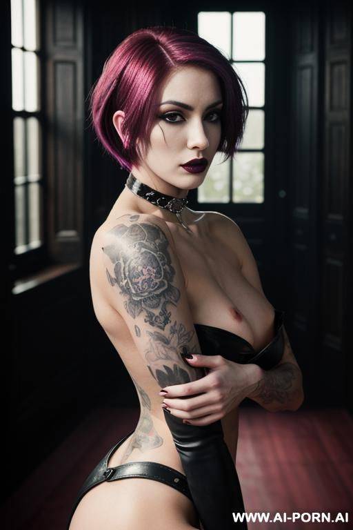 sexy goth girl naked with tattoos and a choker - #main