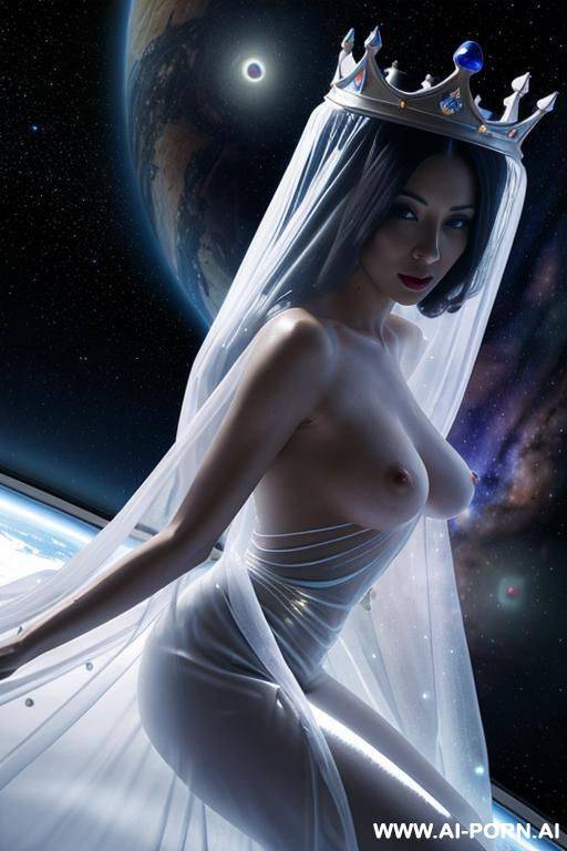 (close up) (extraterrestrial princess) (transparent royal gown) (space observation room) - #main