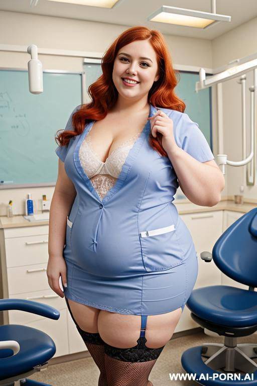 full body photo shot, about at classroom, fat bbw curvy ((very obese)) teacher, wearing a sexy and hot blue lace stocking lingeries, she is on four points pose - #main