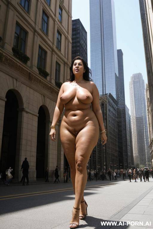 super-naturally giant woman, she is much taller then the highest buildings, people are walking under her ankles - #main
