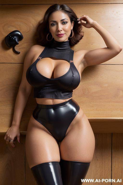 (fit latina babe), ((tapered lithe thick body)), perfect face, natural saggy limp medium sized boobs, (saggy hanging flabby boobs), (((slender breasts))), ((saggy breasts)), seductive wicked smile, - #main