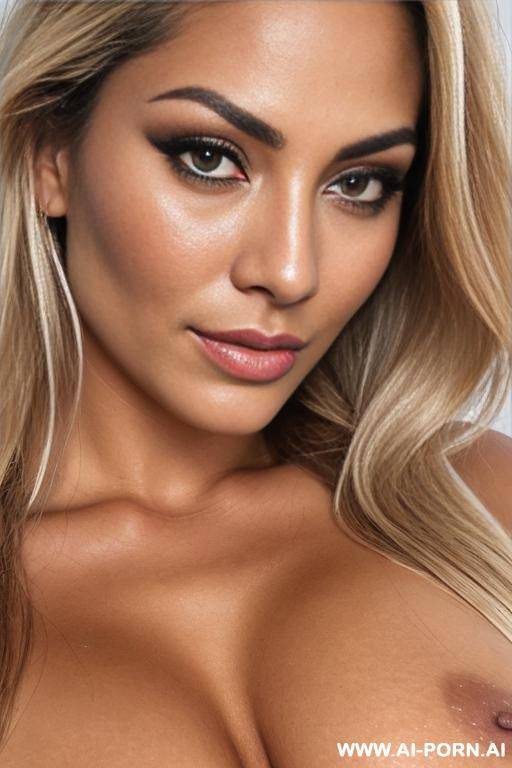 stripper, perfect face, detailed face, cheek dimples, beautiful natural heavy oversized tits, brown eyes, perfect nipples, sexy eyes, open clothes, eye contact, extra long messy hair covering the - #main