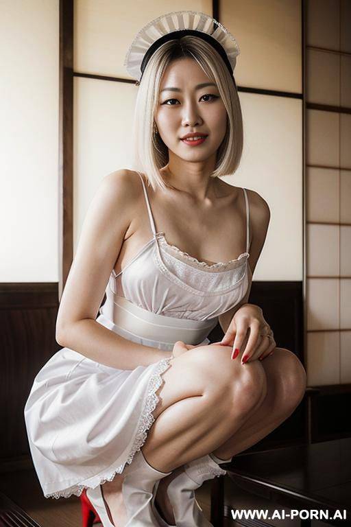 white skin, ((((japanese mother wearing a maid outfit)))) - #main