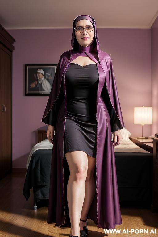 (ultrarealistic) (totally naked) (very transparent long dress) (very low chest) (humongous oversized saggy breasts) - #main