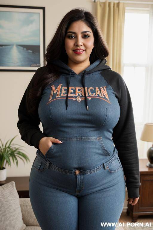 mexican, hourglass figure, wearing band tshirt, high rise jeans, long hair - #main