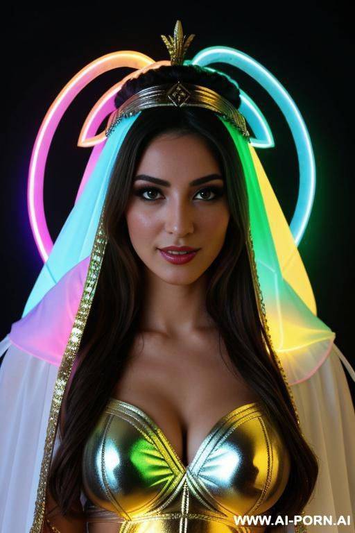 around her head glowing rainbow - #main