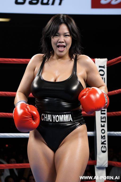 2 women boxing, sexually excited, happy, fighting pose - #main