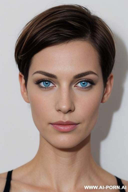 french woman, short hair, blue eyes, button nose, short eyebrows, lips, - #main
