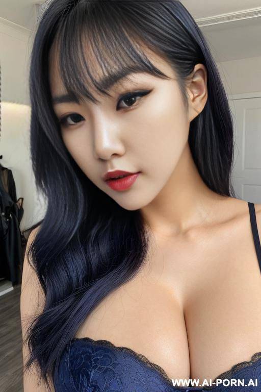 sexy korean idol, sexy face, pretty make up, sexy korean woman, gigantic silicone breasts, photo realistic, ((keep face)), ((keep body)), at music festival, - #main