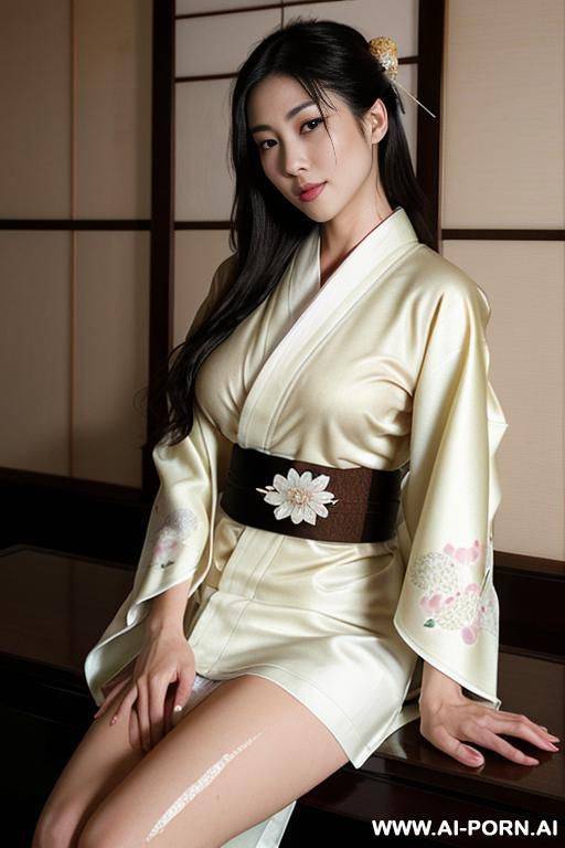 masterpiece, fine details, breathtaking artwork, painterly art style, high quality, k, very detailed, high resolution, exquisite composition and lighting, white skin, ((((japanese mother wear kimono)))), - #main